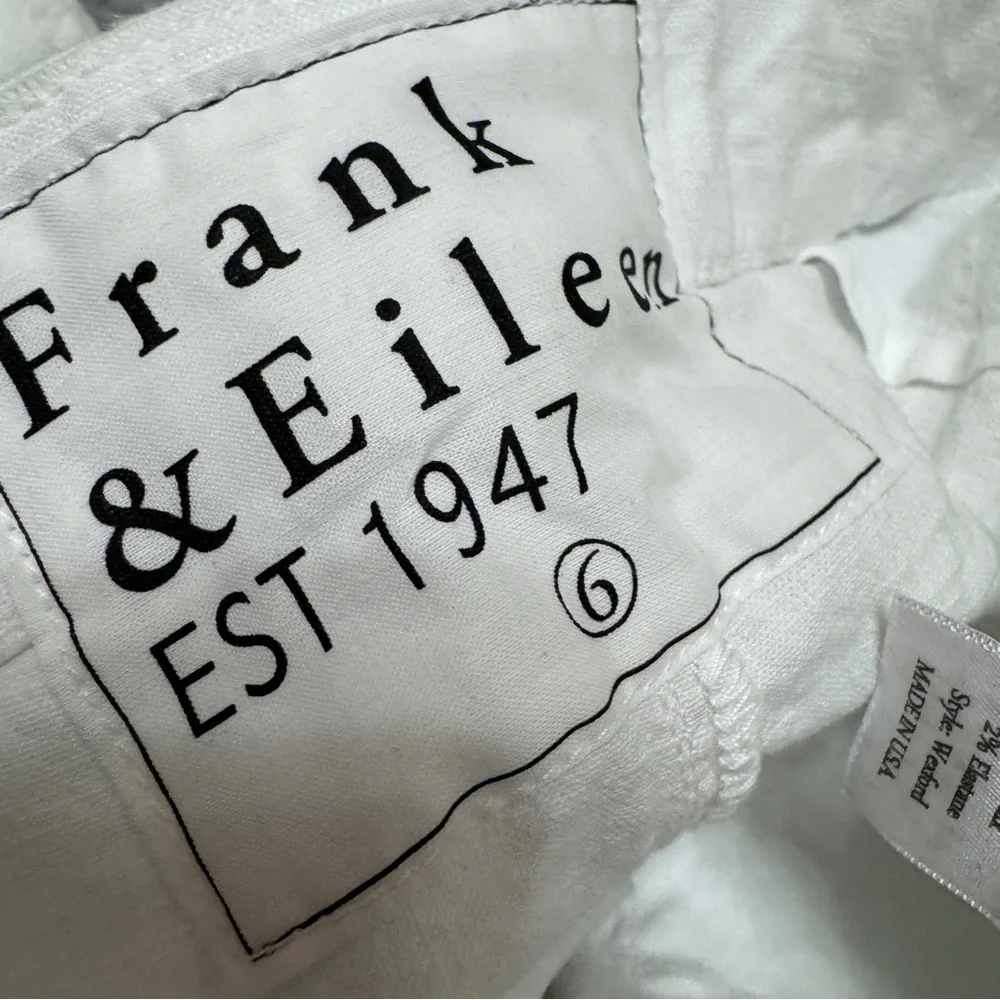 Frank Eileen sz 6 Wexford Linen Cotton Pants Trouser White Wide Leg High Waist - Picture 8 of 13